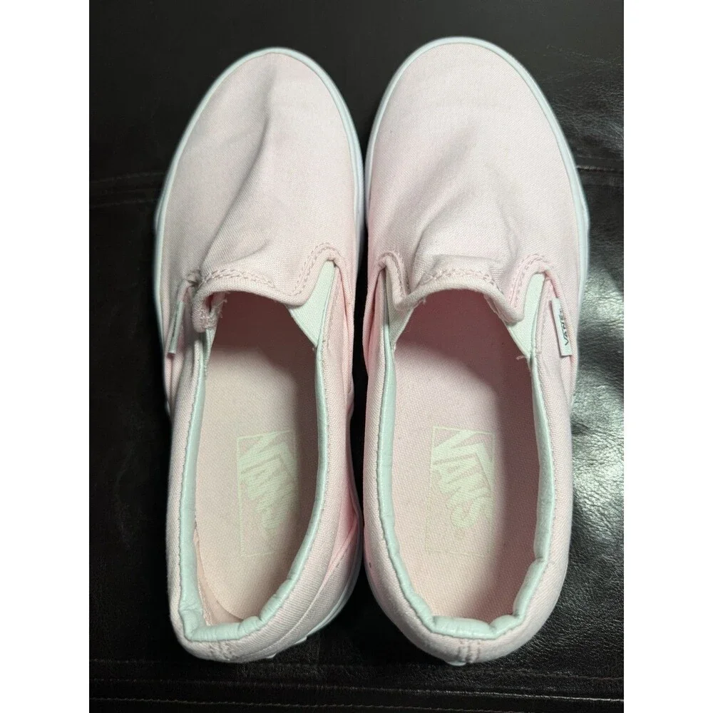 Vans Classic Slip-On Women’s Size 8 Pink White Athletic Skate Shoes Sneakers - Picture 5 of 7